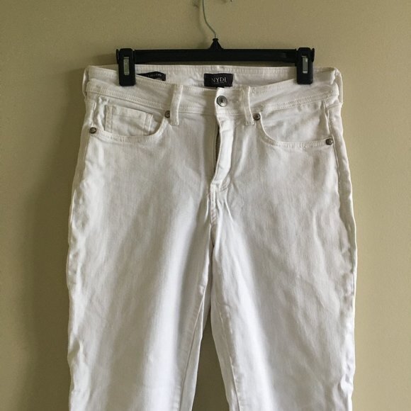 NYDJ Marilyn Straight Ankle Cuffed Jeans OPTIC WHITE SIZE 6 - Picture 6 of 13